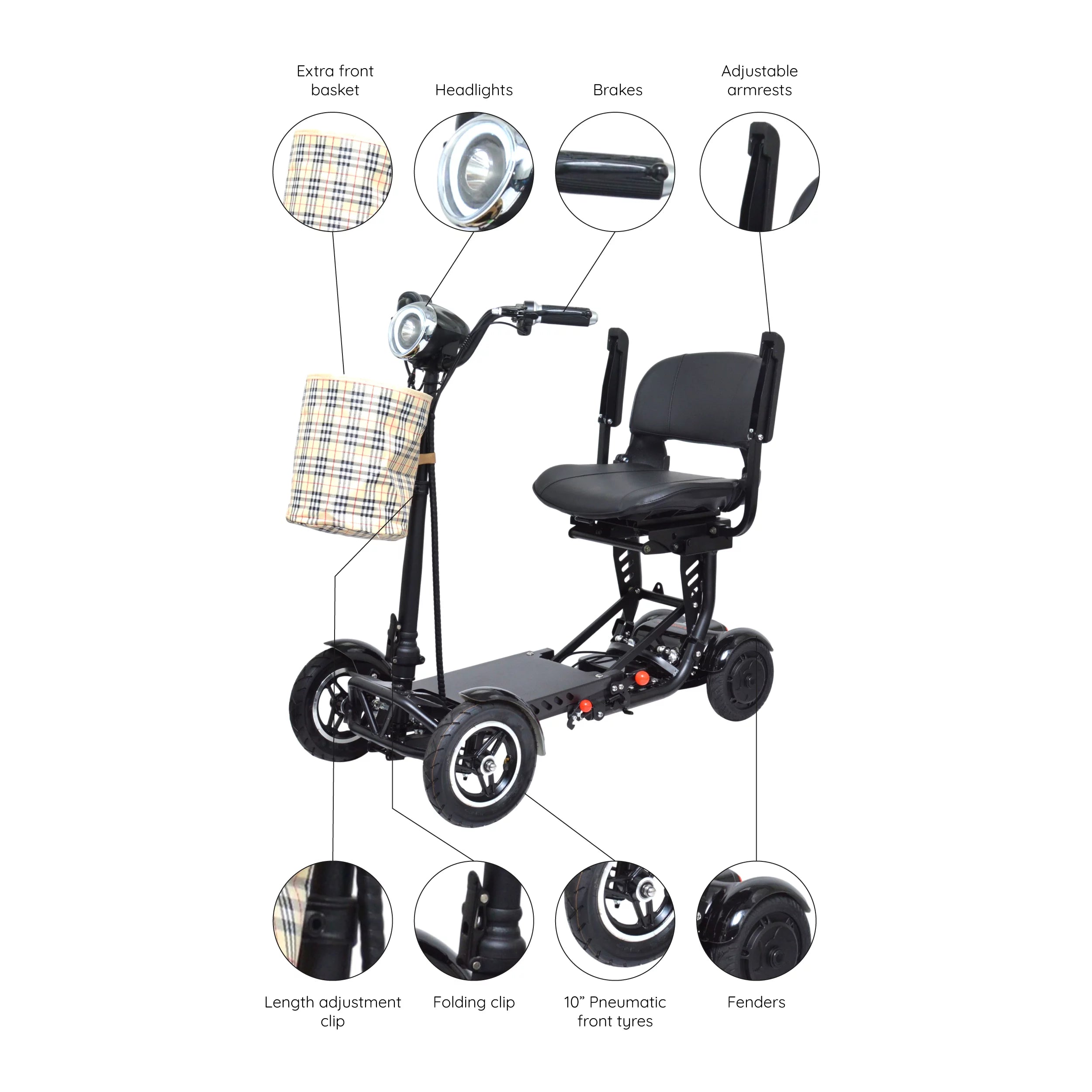 Compact Electric Scooter for Adults with Adjustable Seat and Armrests N441