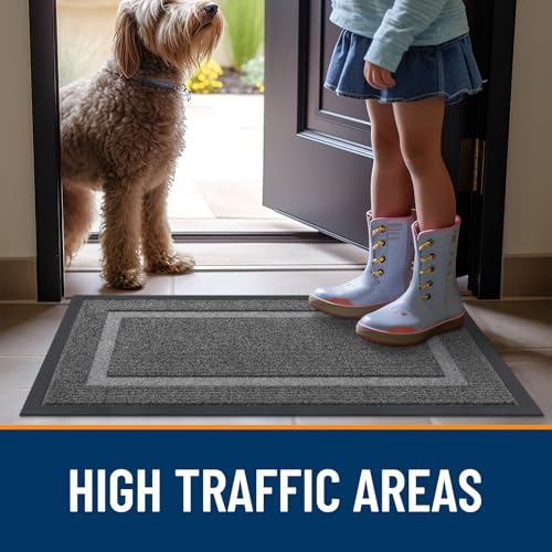 OLANLY Front Door Mat Indoor Outdoor Entrance, Waterproof, 36x24, Black P2970