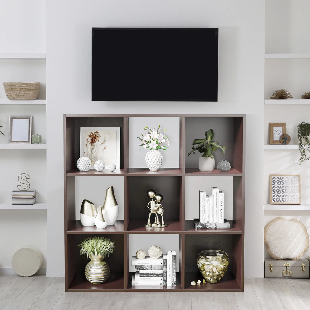 HomGarden 3-Tier 9 Cube Storage Organizer Wood Bookcase Cabinet Black A19933