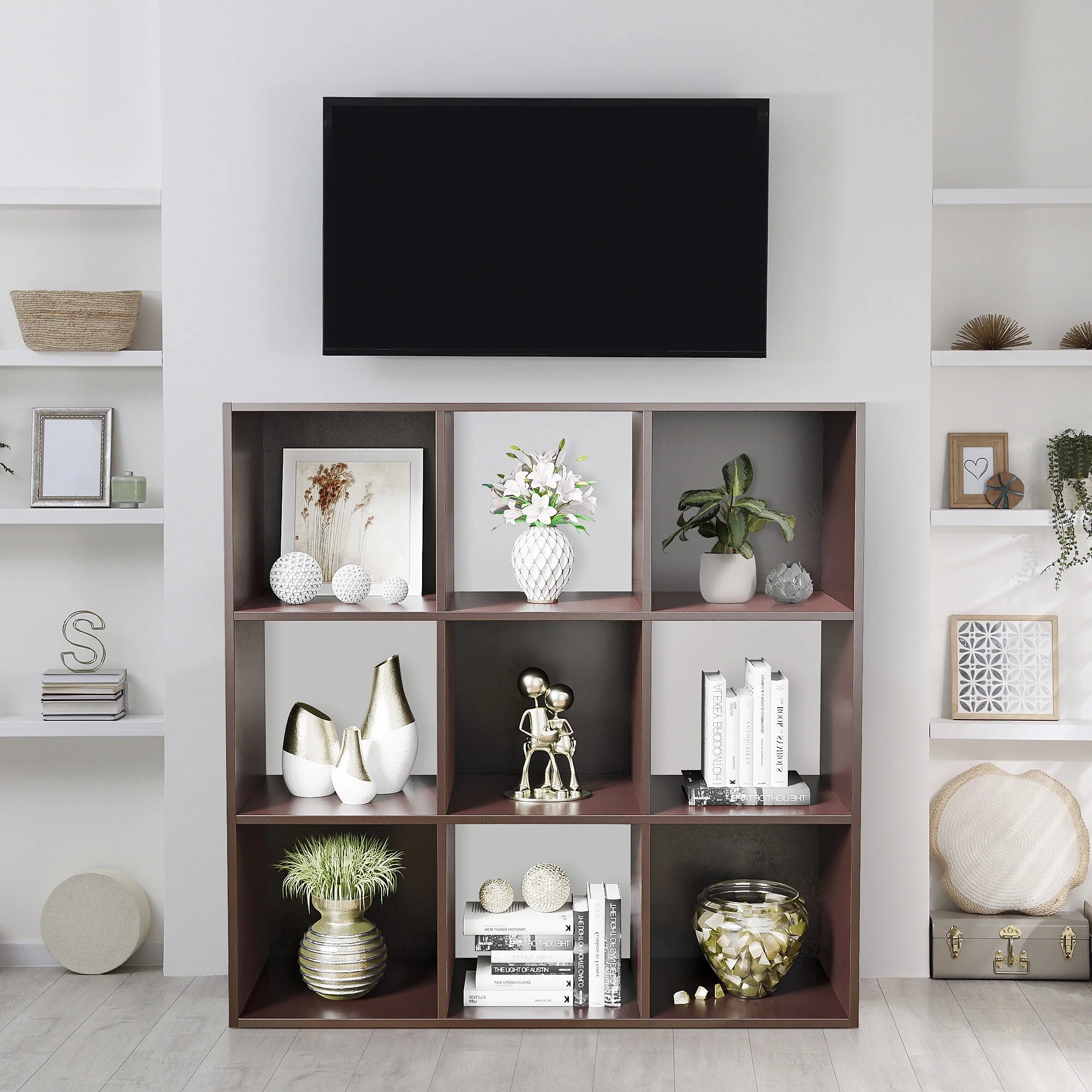 HomGarden 3-Tier 9 Cube Storage Organizer Wood Bookcase Cabinet Black A19933