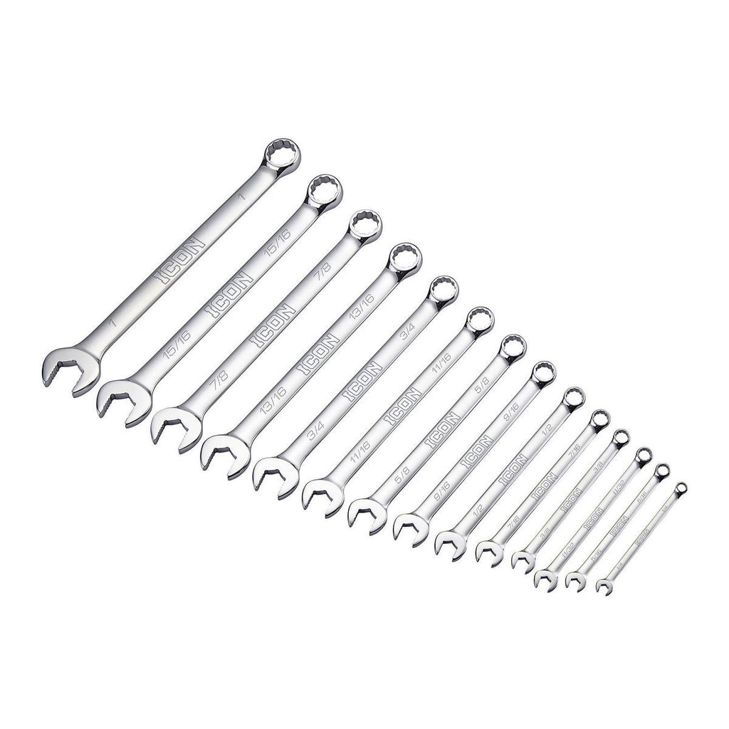 ICON Anti-Slip Grip Professional SAE Combination Wrench Set, 14-Piece