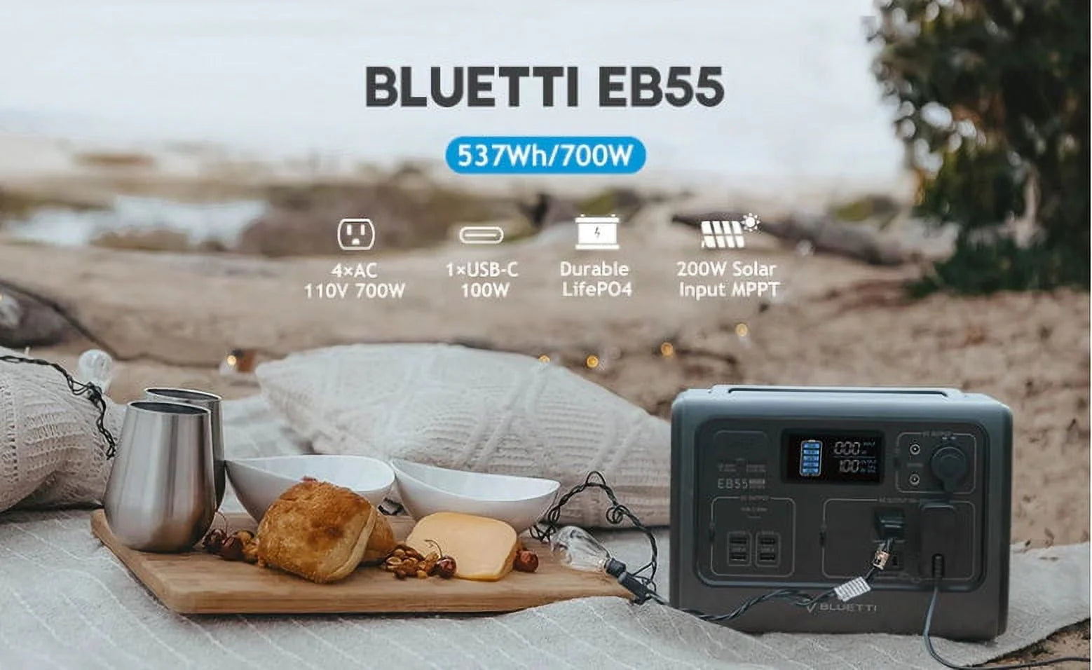 BLUETTI EB55 Portable Power Station 700W 537Wh Q622