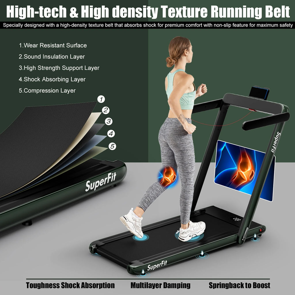 SuperFit 2 in 1 Folding Treadmill with APP Control Speaker Black D991
