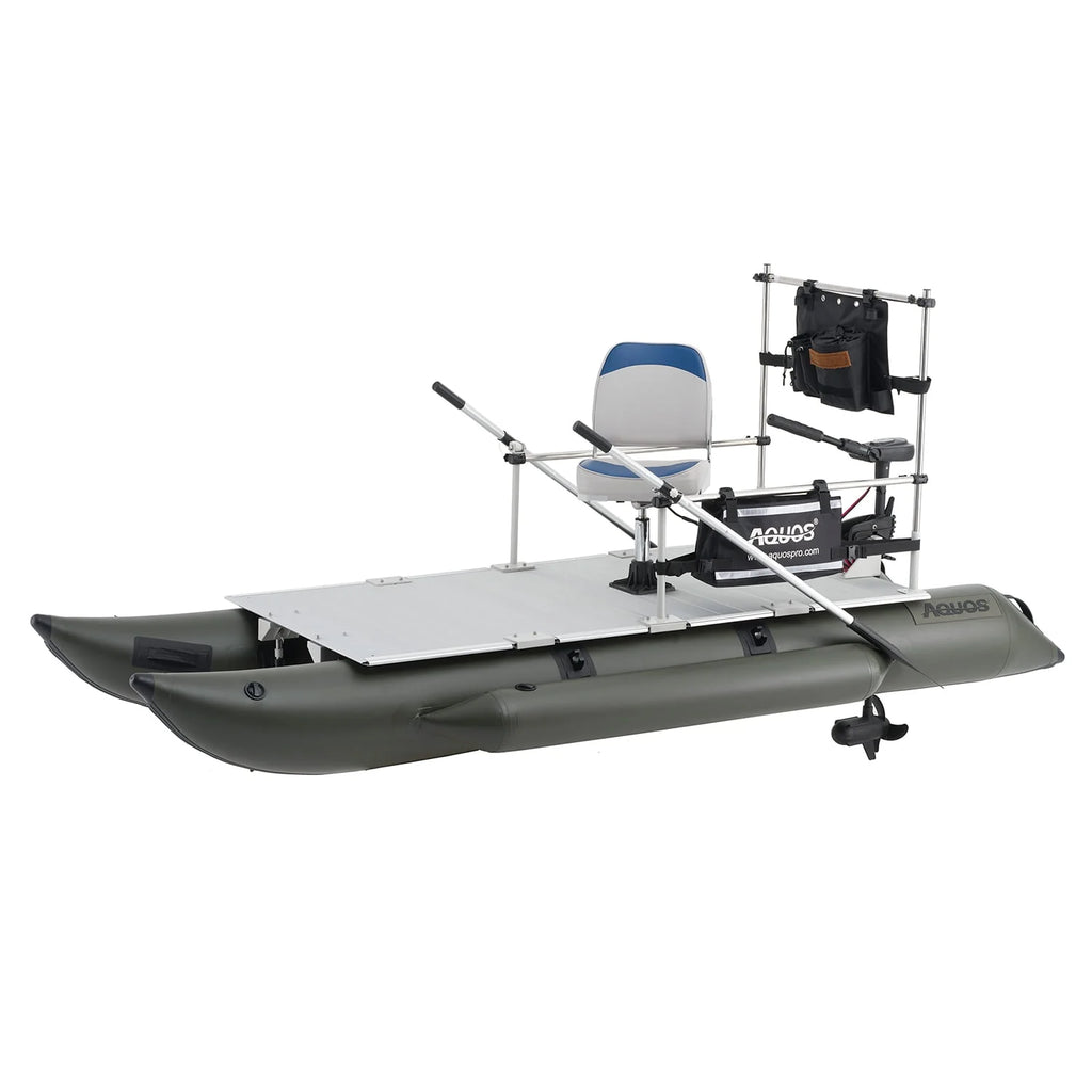 AQUOS 12.5ft Inflatable Pontoon Boat with Haswing 12V 55LBS Remote Trolling Motor N961