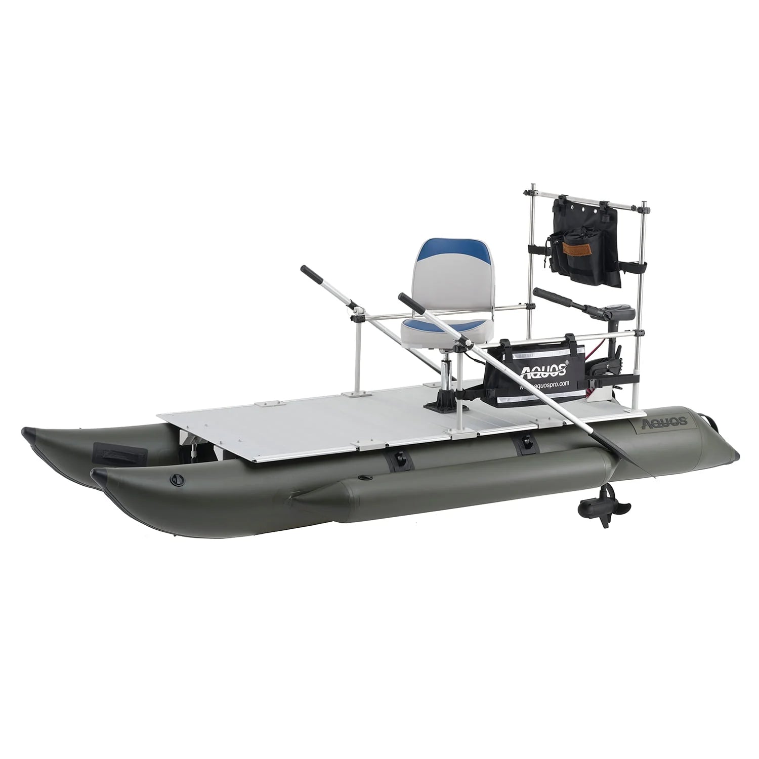 AQUOS 12.5ft Inflatable Pontoon Boat with Haswing 12V 55LBS Remote Trolling Motor N961