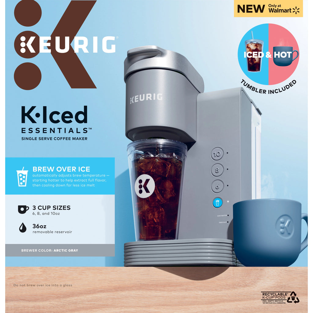Keurig K-Iced Essentials Gray Iced and Hot Single-Serve K-Cup Pod Coffee Maker S5122