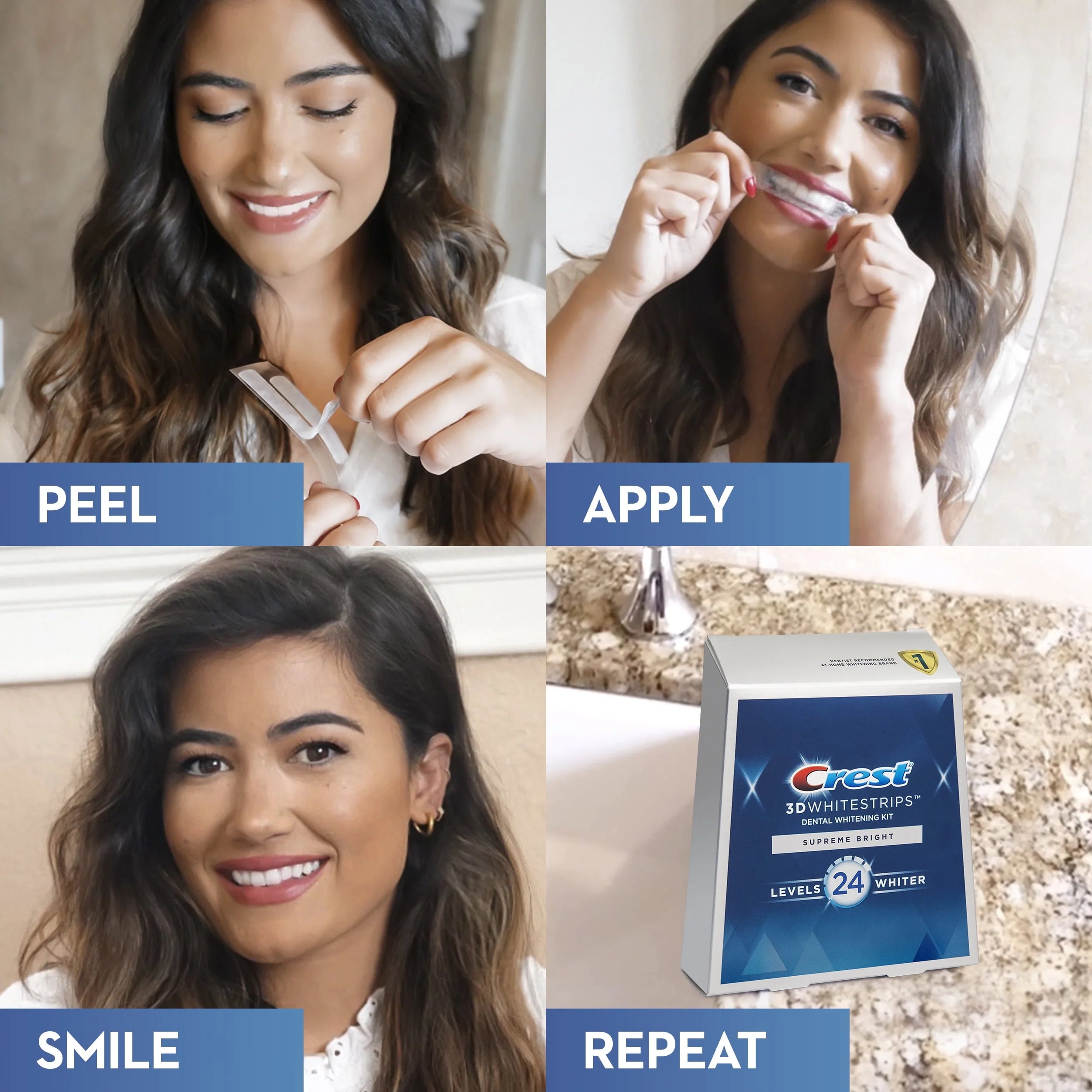 Crest 3D Whitestrips Supreme Bright At-Home Teeth Whitening Kit, 21 Treatments O961