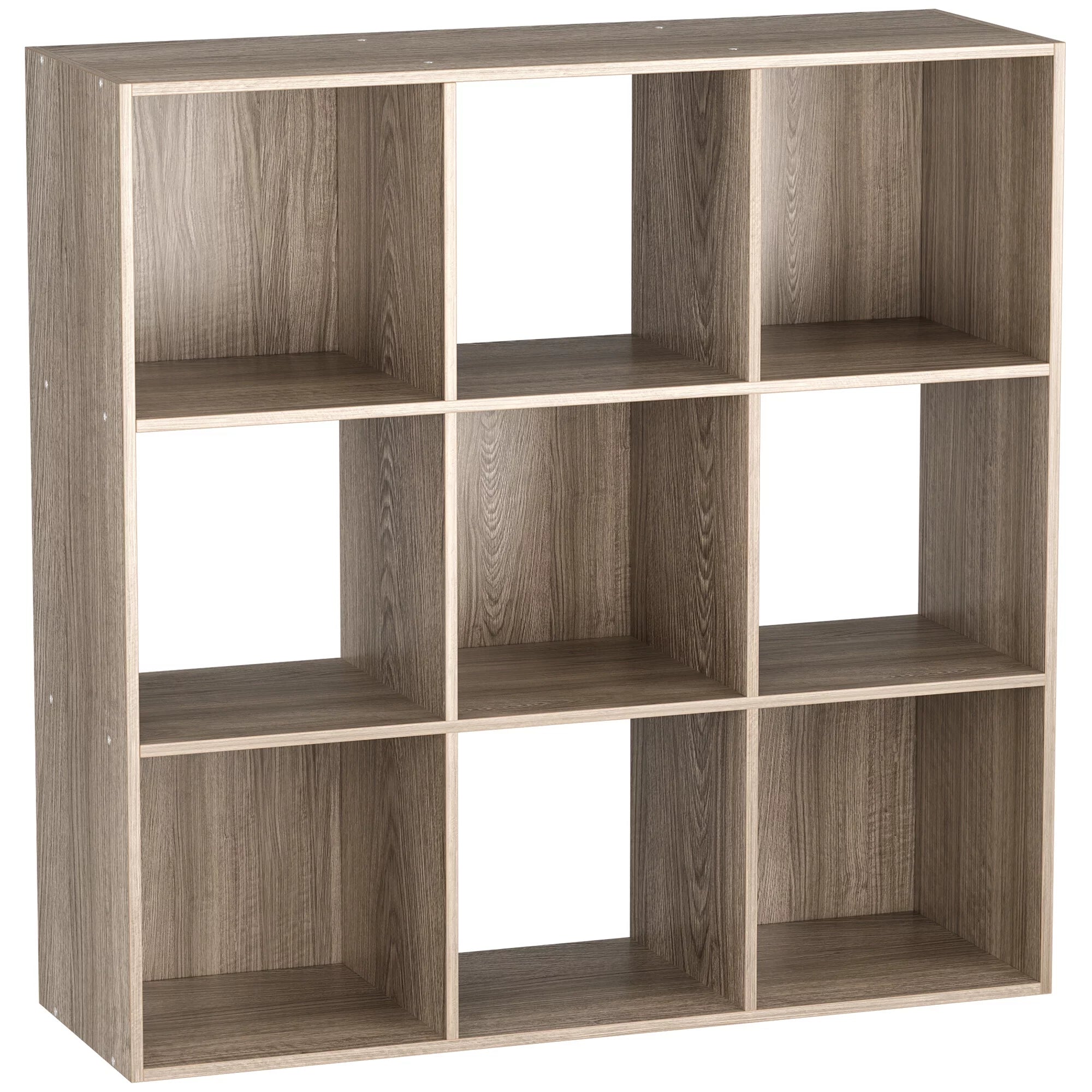 HomGarden 3-Tier 9 Cube Storage Organizer, Wood Bookcase Cabinet Bookshelf W/ Back Panels for Home, Office, Entryway, Living Room - Black