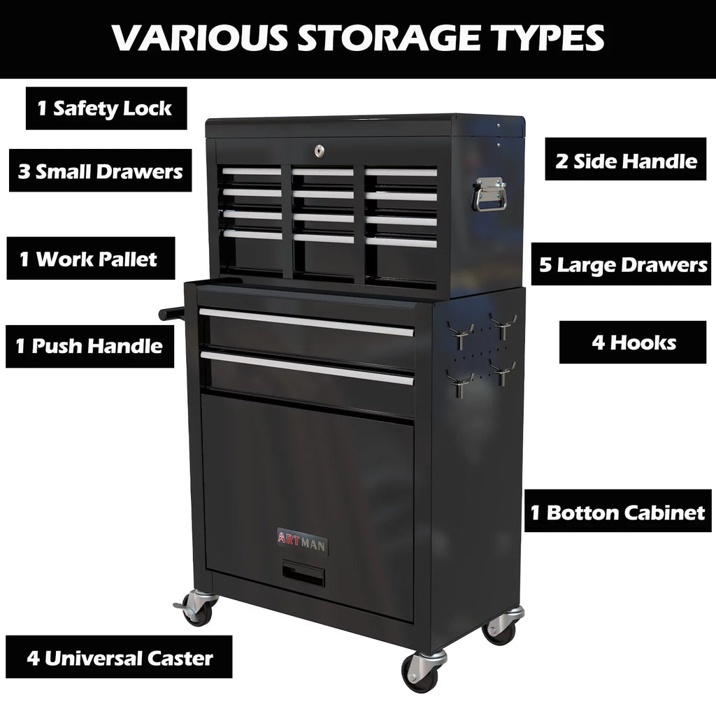 Blue 8-Drawer Rolling Tool Chest with Wheels and Lock Z60320