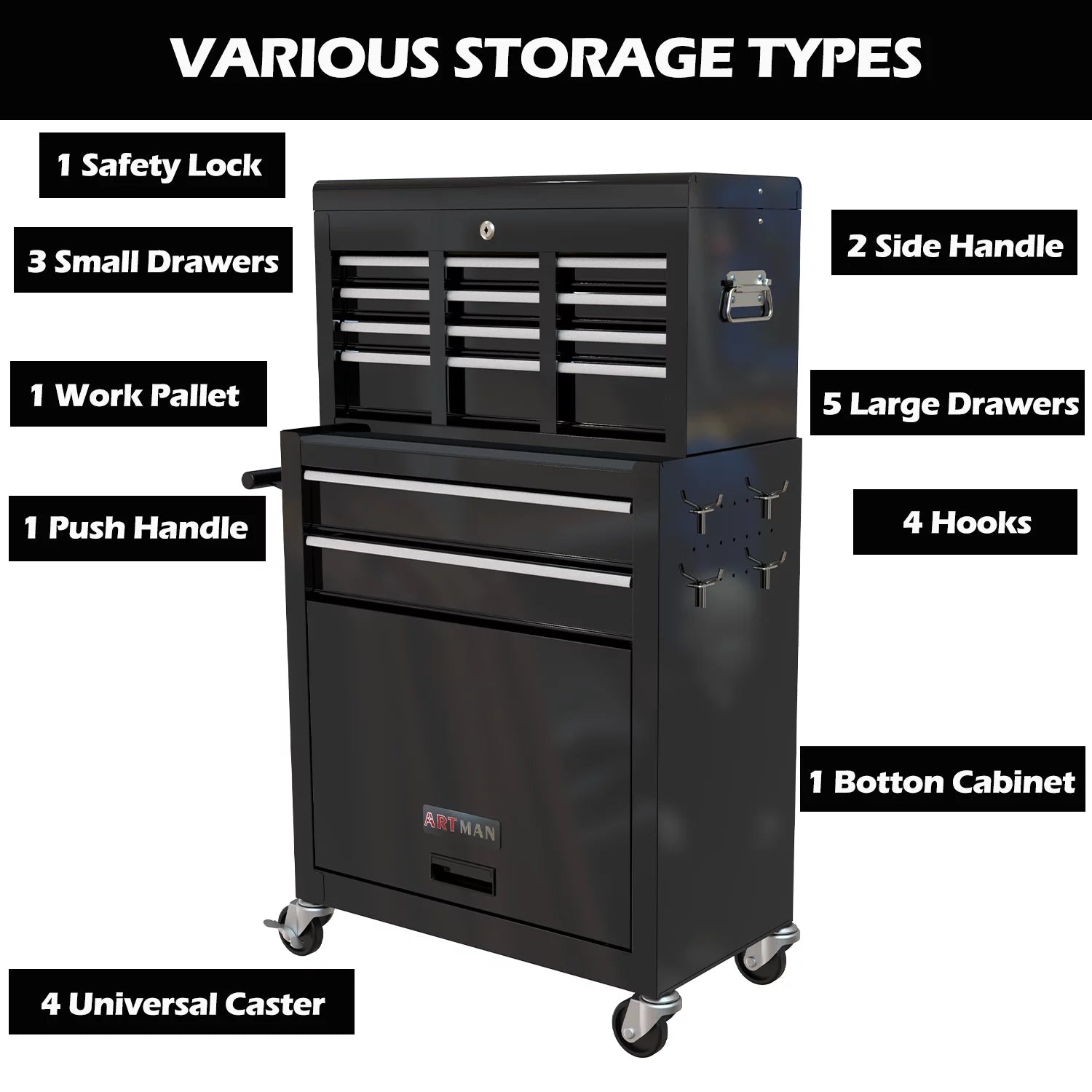 Blue 8-Drawer Rolling Tool Chest with Wheels and Lock Z60320