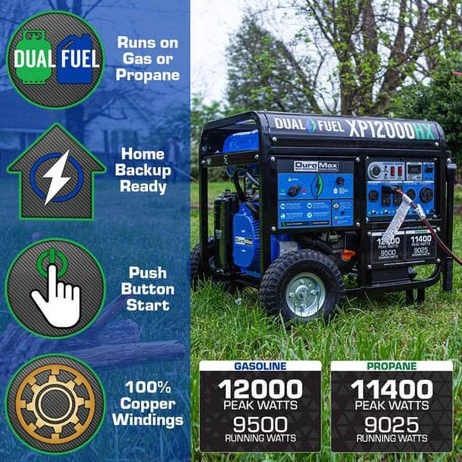 DuroMax-XP12000HX Dual Fuel Portable Generator 12000 Watt Y9393