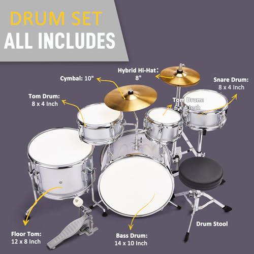 Ktaxon 5-Piece Junior Drum Set with Throne, Pedal & Drumsticks, Black Y61267
