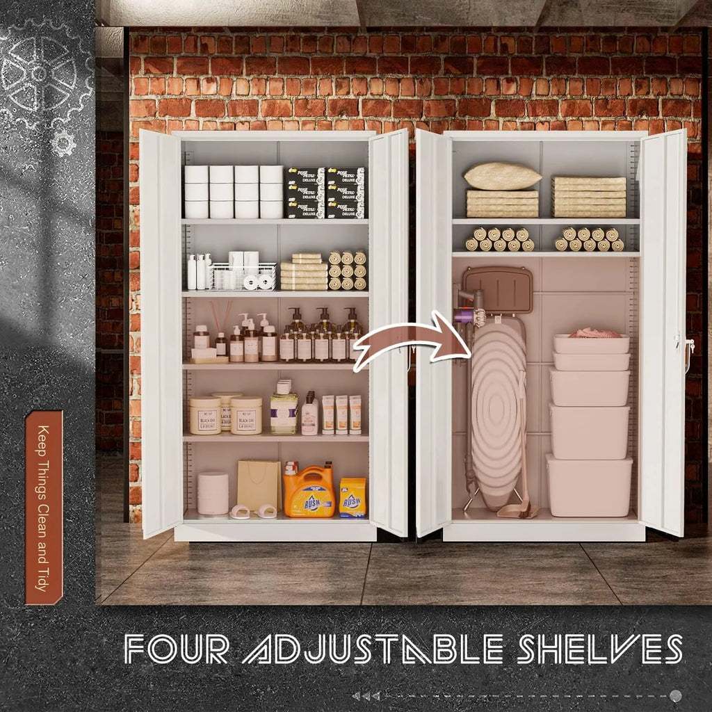 Metal Storage Cabinet with Locking Doors, 72" Tall, Black B350639