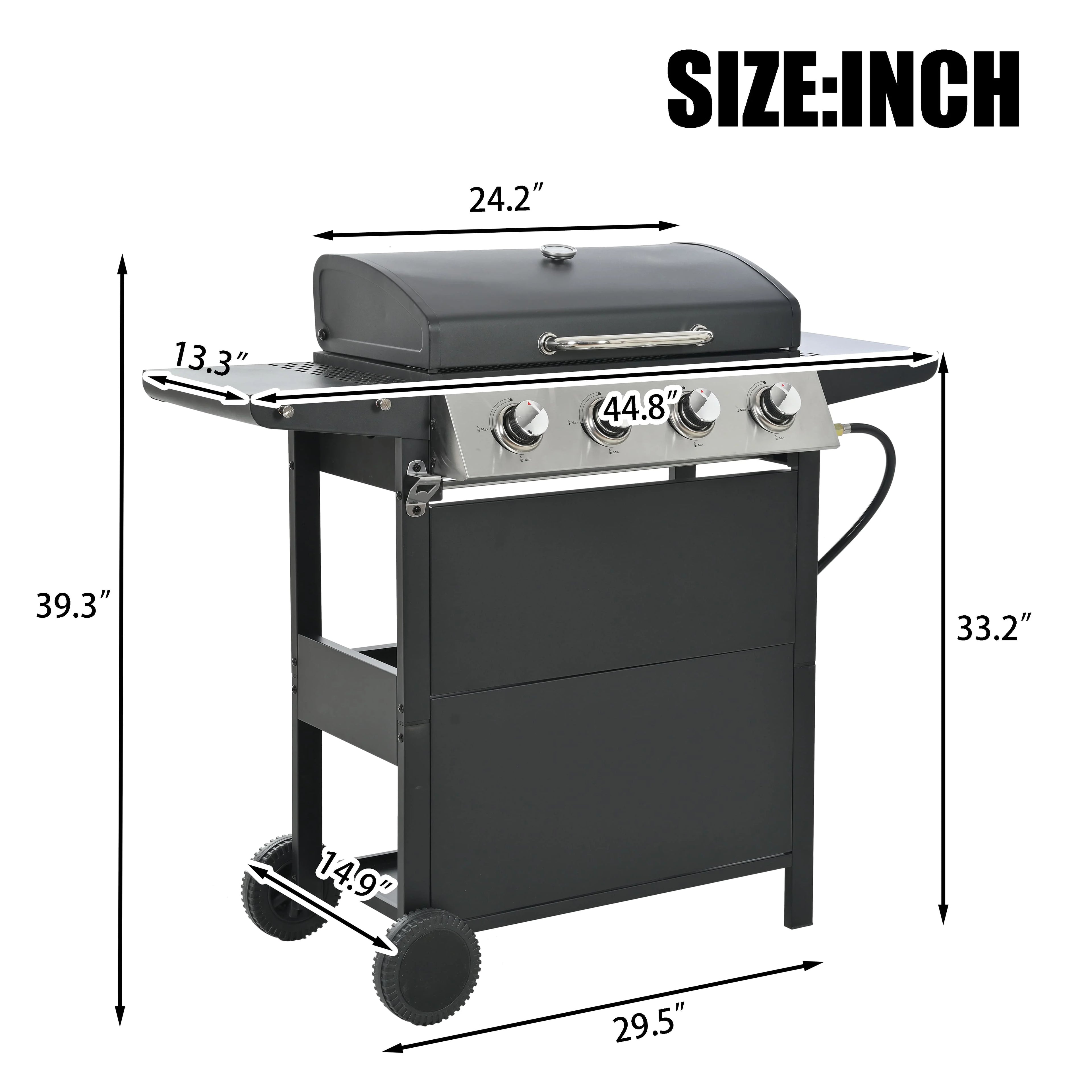 Stainless Steel 4-Burner Gas Grill with Piezoelectric Ignition Z156305