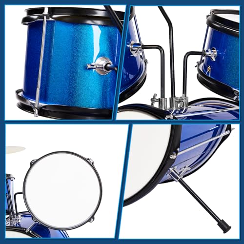 Ktaxon 3-Piece Kids Drum Set with Throne Stool, Pedal & Drumsticks, Black L8657
