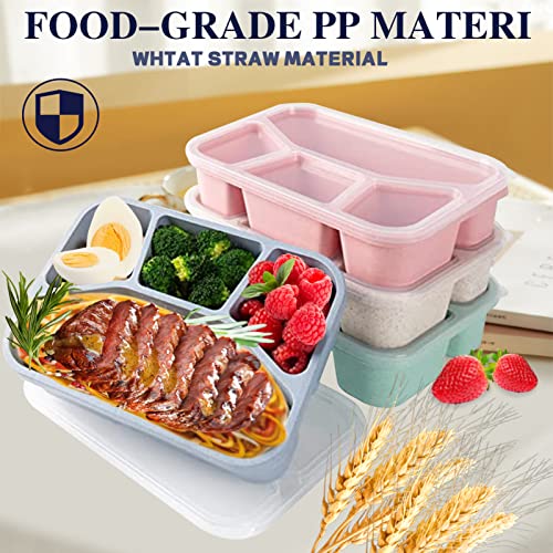 8 Pack Bento Box, Wheat Straw Lunch Containers, Microwave & Dishwasher Safe U8548