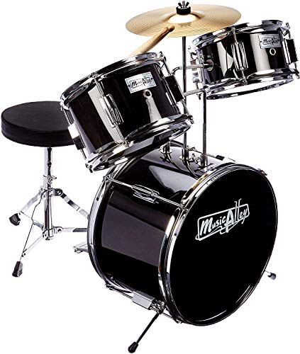Music Alley 3 Piece Kids Drum Set with Cymbal, Pedal & Sticks, Blue R340