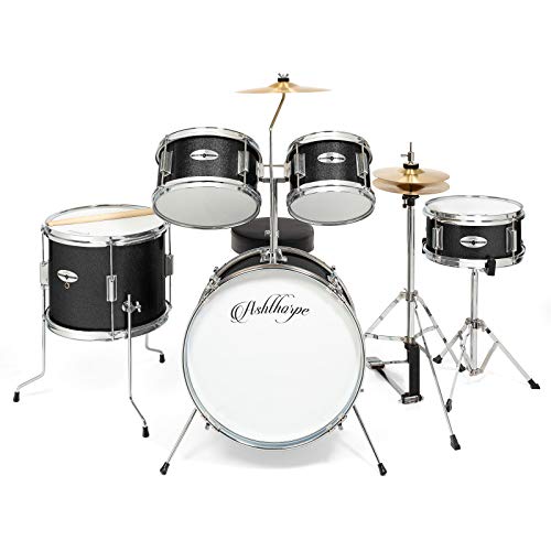 Ashthorpe 5-Piece Junior Drum Set with Brass Cymbals and Adjustable Throne L91179