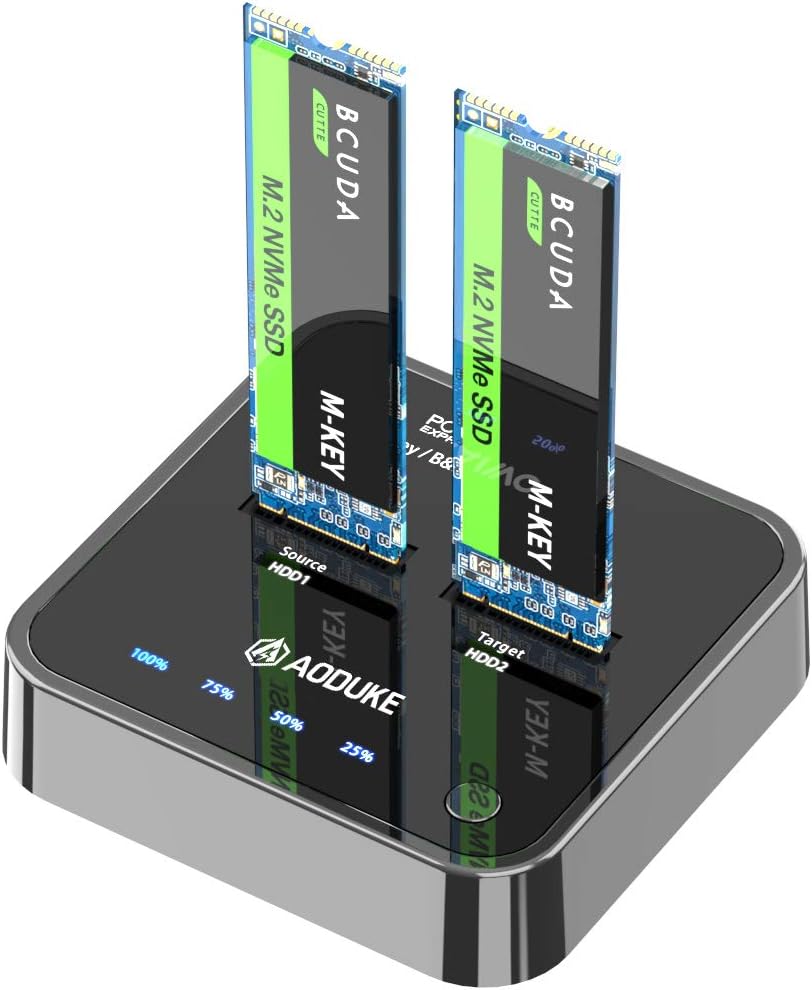 Dual-Bay NVME/SATA Docking Clone SSD Enclosure for M.2 PCIe & SATA, Up to 10Gbps - AJM2SPC E59460