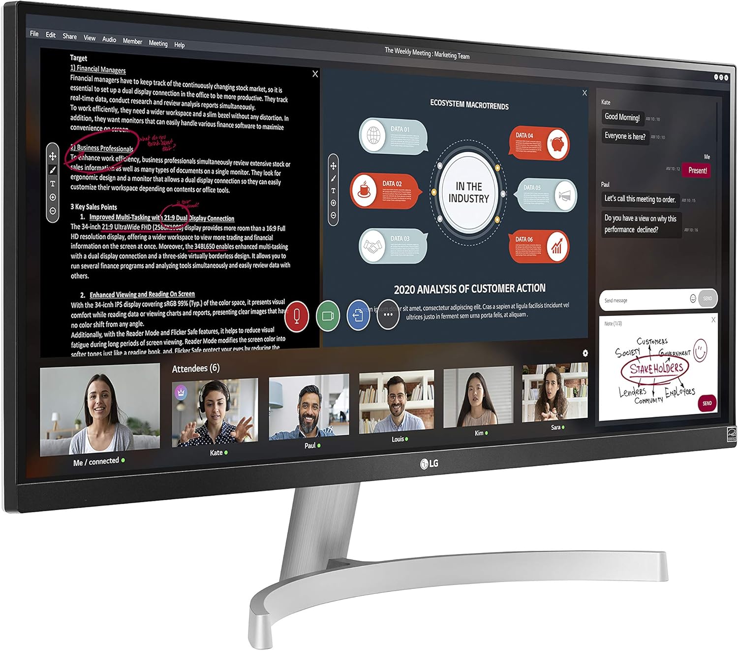 LG 29WN600-W 29" 21:9 UltraWide WFHD IPS HDR10 Monitor C66337