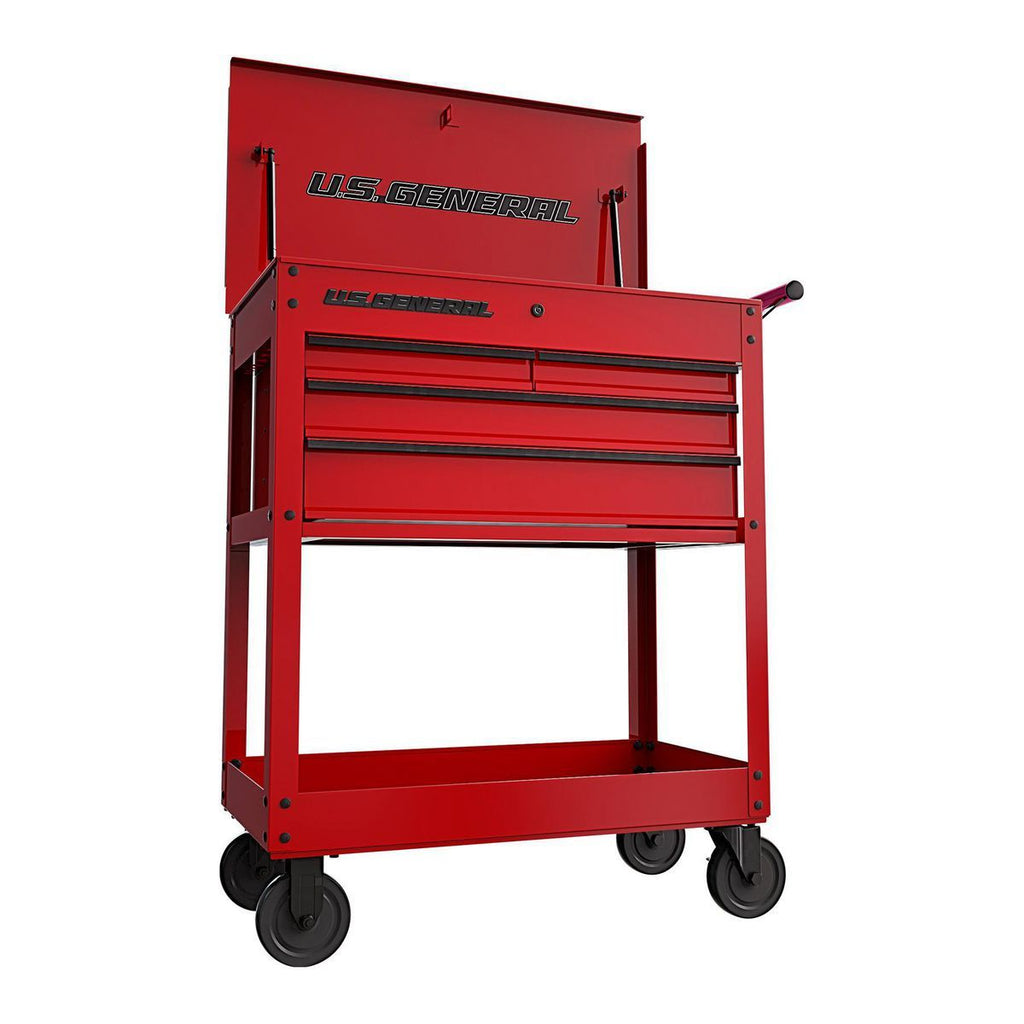 U.S. GENERAL 30 in. 4-Drawer Tech Cart, Red Y546116