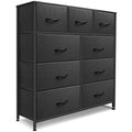 9 Drawer Dresser for Bedroom, Charcoal Black Fabric Storage Chest K84969