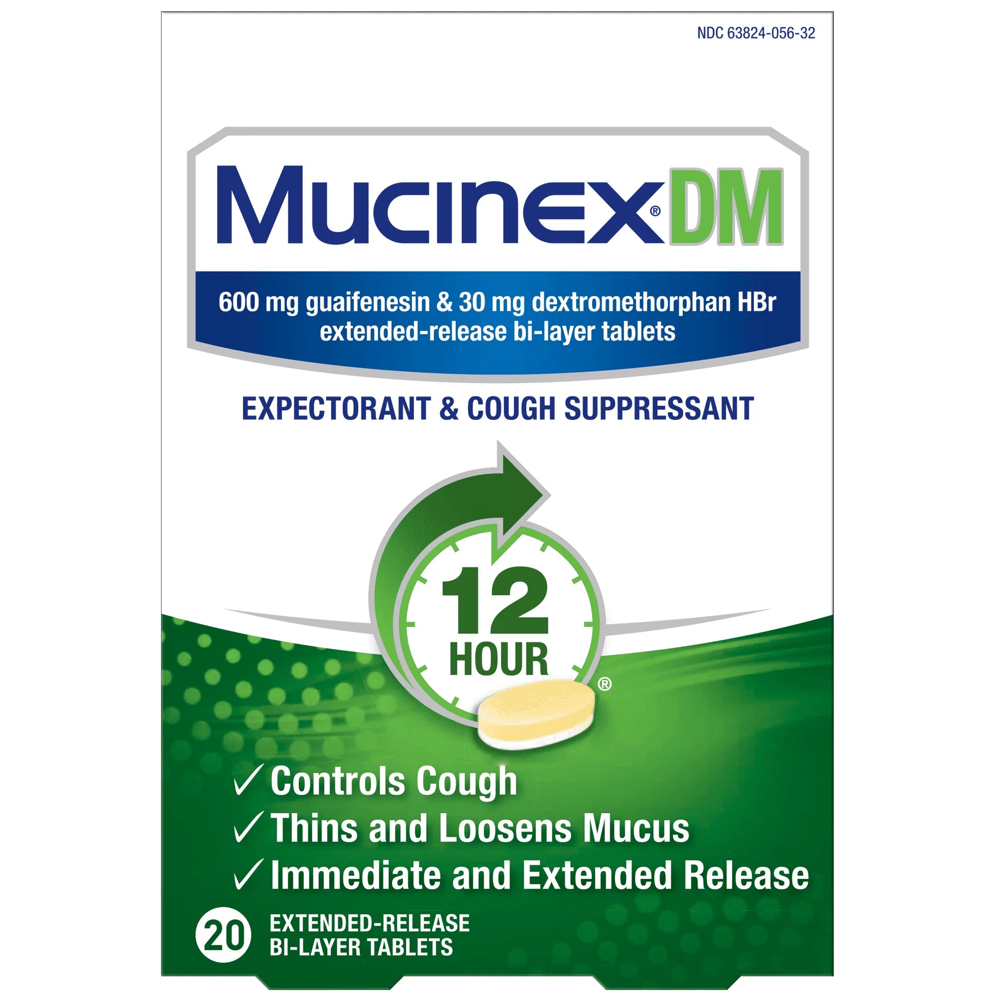 Mucinex 12 Hour Relief DM Cough Medicine, 20 Tablets I959
