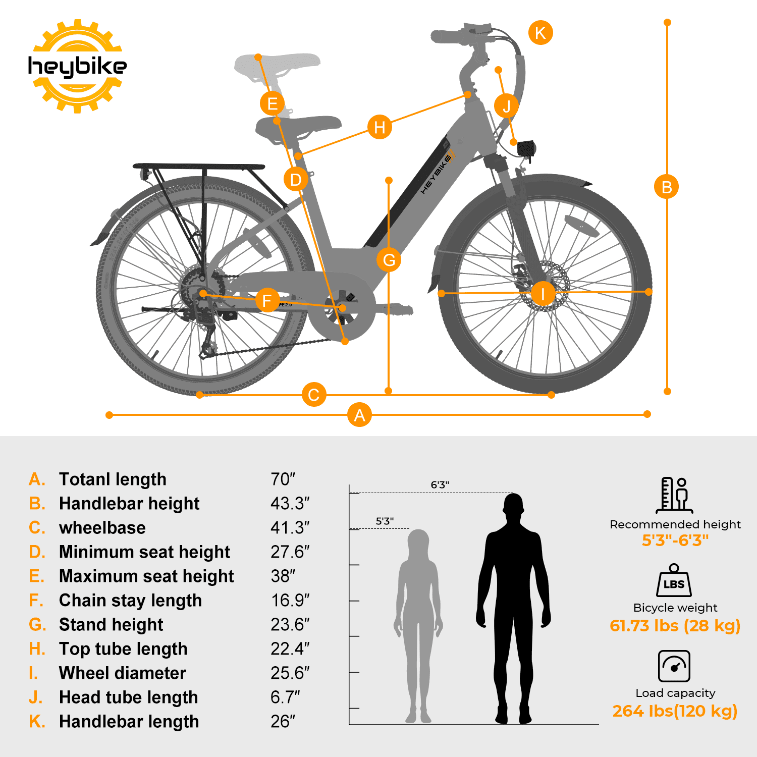 Heybike Cityscape 2.0 Electric Bike 500W 36V 13Ah Removable Battery 26" 7-Speed Commuter Bicycle X52974