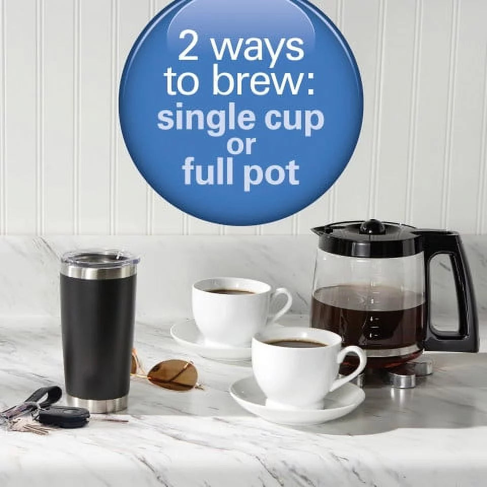 Hamilton Beach 2-Way Coffee Maker, Single-Serve or 12 Cups, Black P1365