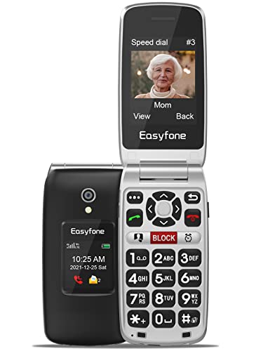 Easyfone Prime-A1 Pro 4G Flip Cell Phone for Seniors with SOS Button and Charging Dock P72360