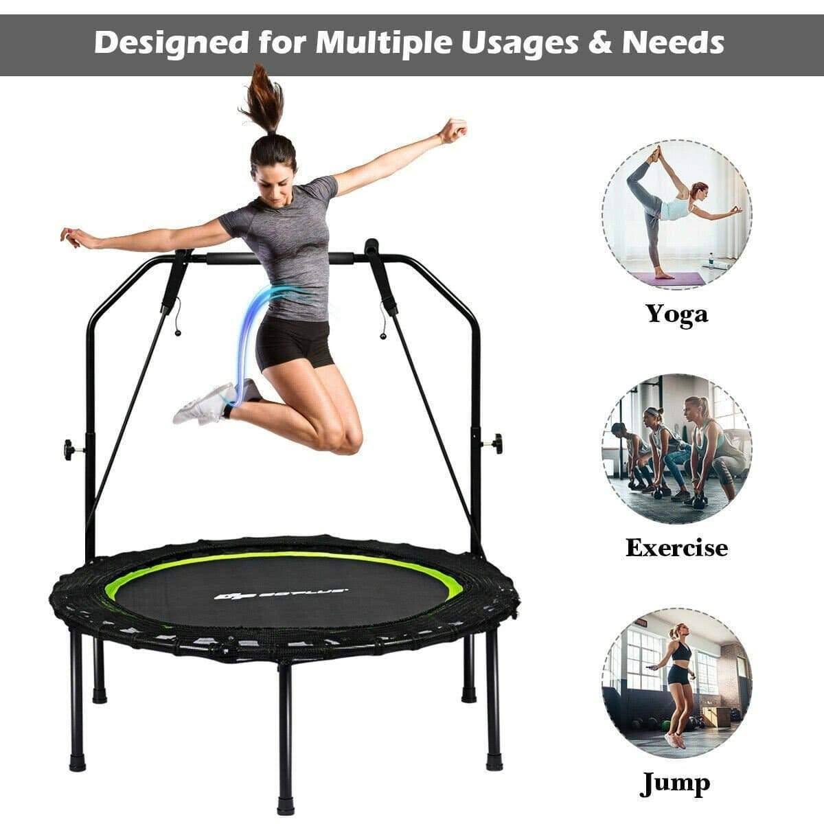 Costway Foldable Fitness Rebounder Trampoline with Resistance Bands K8673