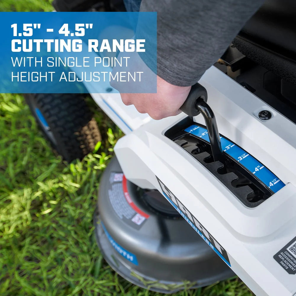 HART 80-Volt 30-inch Lithium-Ion Riding Lawn Mower Kit with Super Charger D621388