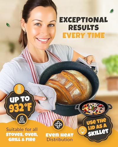 Rectangular Cast Iron Dutch Oven for Bread Baking with Lid, 3.2QT Q40886
