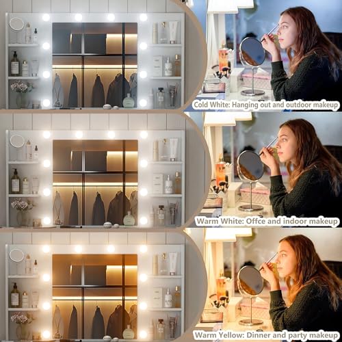 55" Vanity Desk with Charging Station and Lighted Mirror, Black Z765