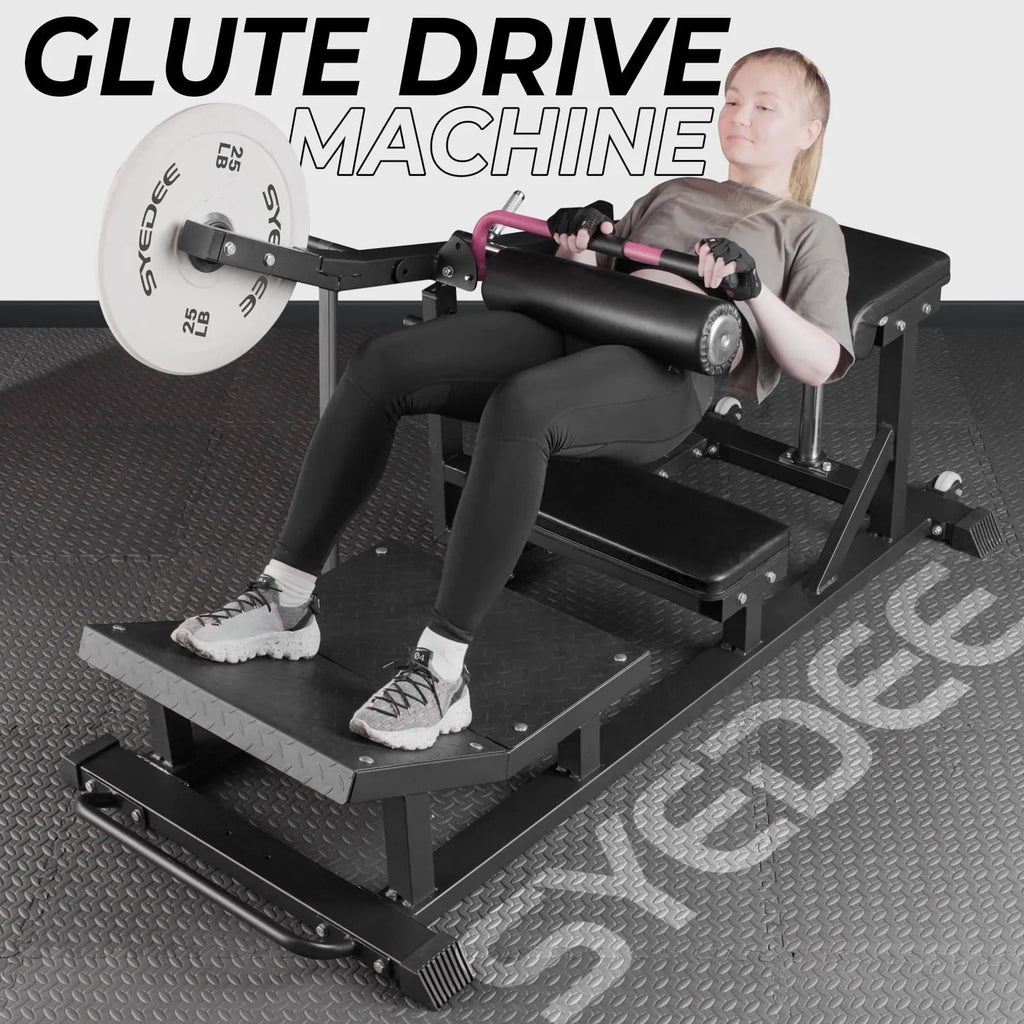 syedee Glute Bridge Machine, Heavy Duty Plate-Loaded Hip Thrust, Red J397479