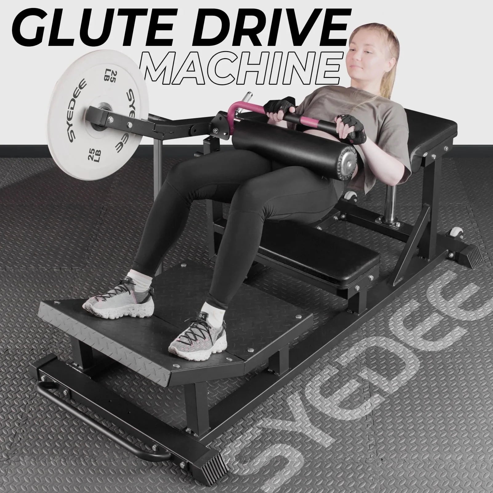 syedee Glute Bridge Machine, Heavy Duty Plate-Loaded Hip Thrust, Red J397479