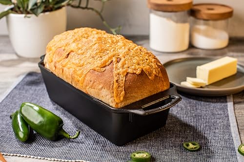 Lodge 10 Inch Pre-Seasoned Cast Iron Loaf Pan with Dual Handles, Black Z31349