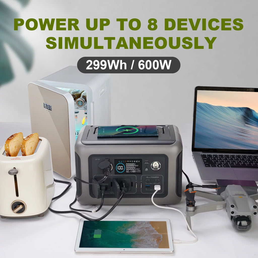 ALLPOWERS R600 Portable Power Station 600W 299Wh LiFePO4 Solar Generator C367