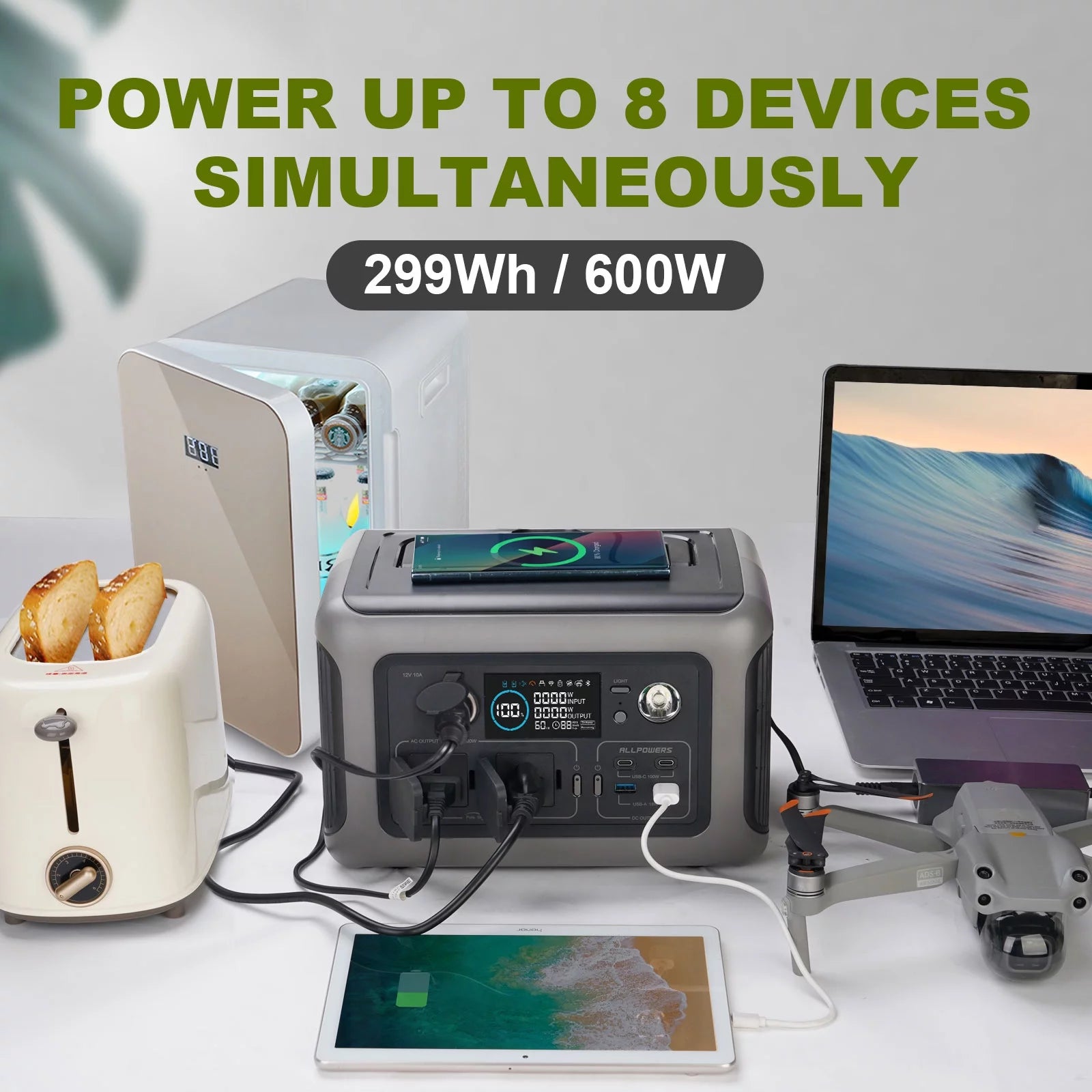 ALLPOWERS R600 Portable Power Station 600W 299Wh LiFePO4 Solar Generator C367
