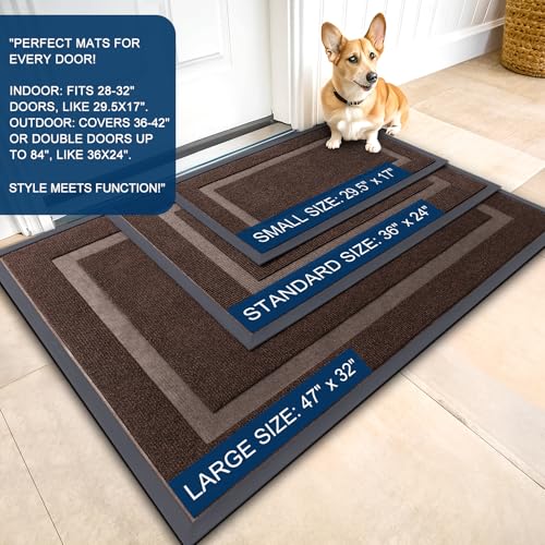 OLANLY Front Door Mat Indoor Outdoor Entrance, Waterproof, 36x24, Black P2970