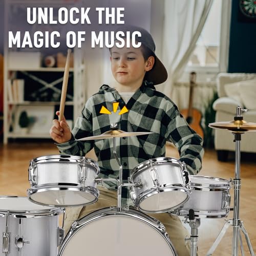 Ktaxon 5-Piece Junior Drum Set with Throne, Pedal & Drumsticks, Black Y61267