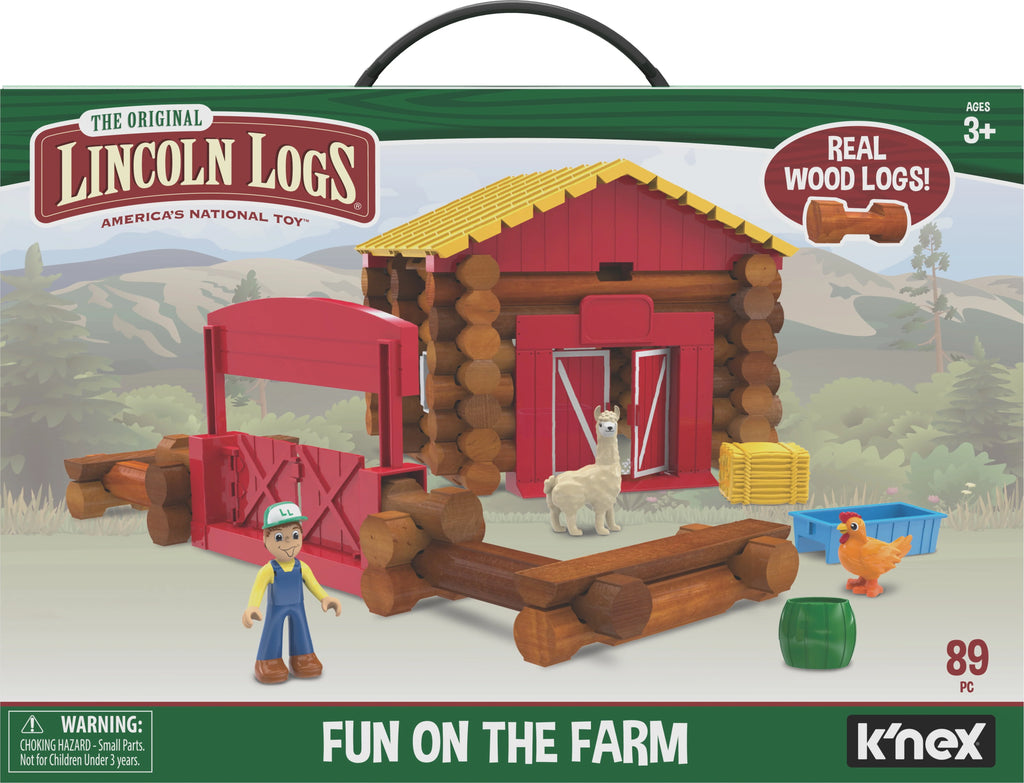 LINCOLN LOGS Fun on the Farm - Real Wood Logs - 102 parts - Ages 3 and up