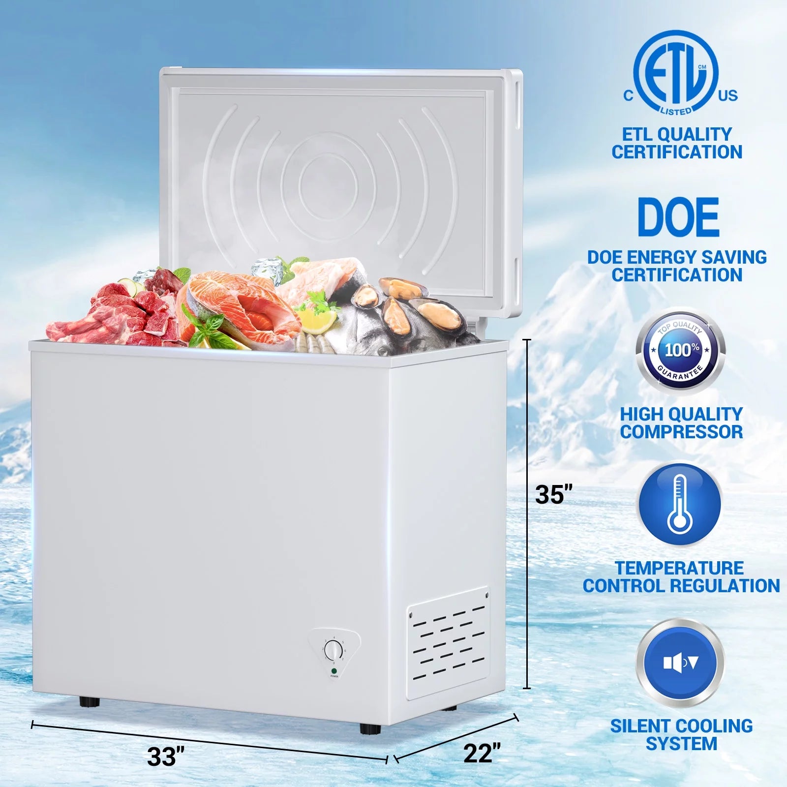 7 Cu. Ft. Chest Freezer with Removable Basket and Adjustable Thermostat C279