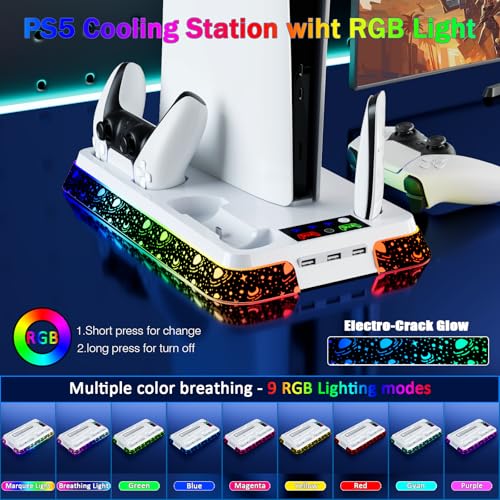 PS5 Stand and Cooling Station with LED Controller Charger for PlayStation 5 X4200