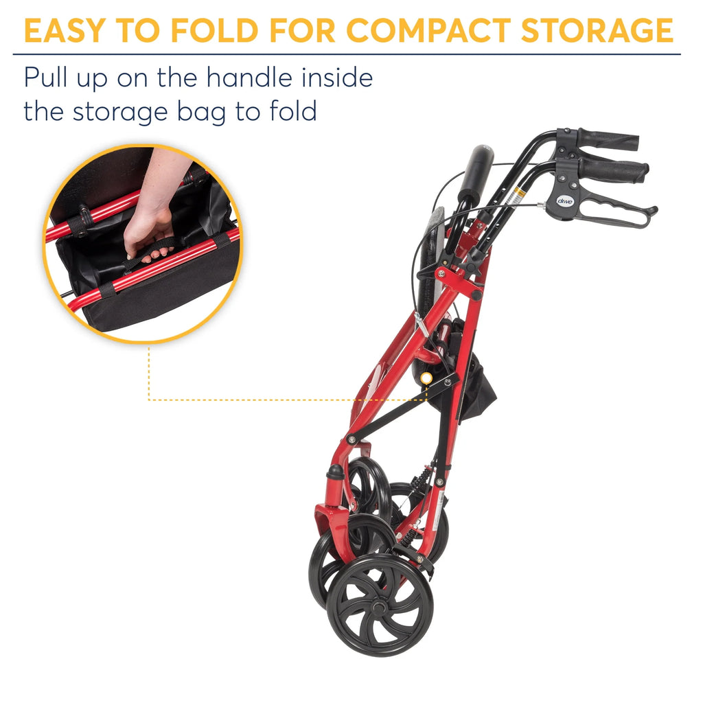 Drive Medical 10257RD-1 4-Wheel Rollator with 7.5 Casters, Red L541594