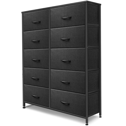 9 Drawer Dresser for Bedroom, Charcoal Black Fabric Storage Chest K84969