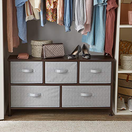 Amazon Basics Extra Wide 5-Drawer Fabric Storage Organizer, Bronze O570432