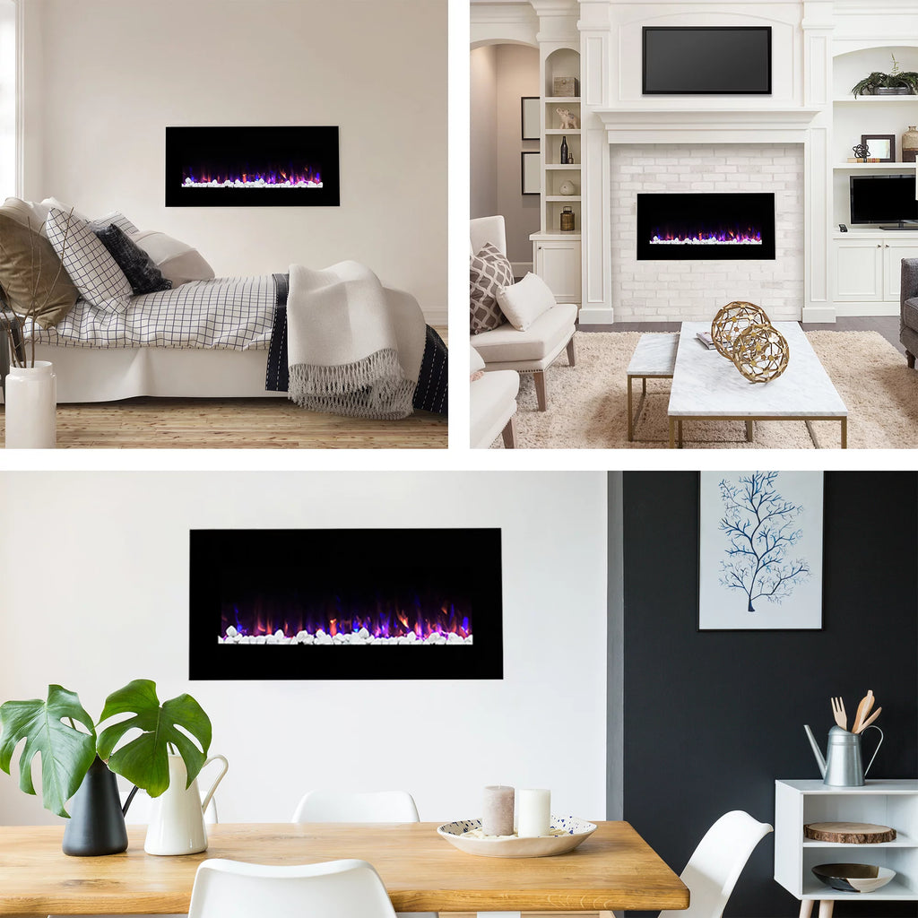 Northwest 36-inch Wall-Mount Electric Fireplace with Remote, Black M493