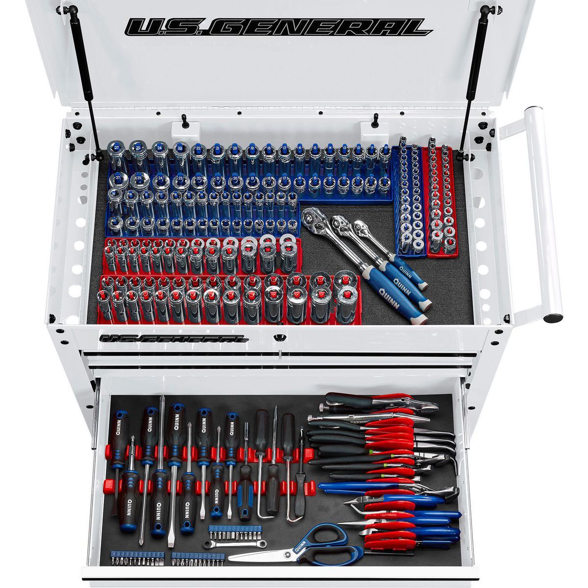 U.S. GENERAL 30 in. 4-Drawer Tech Cart, Red Y546116