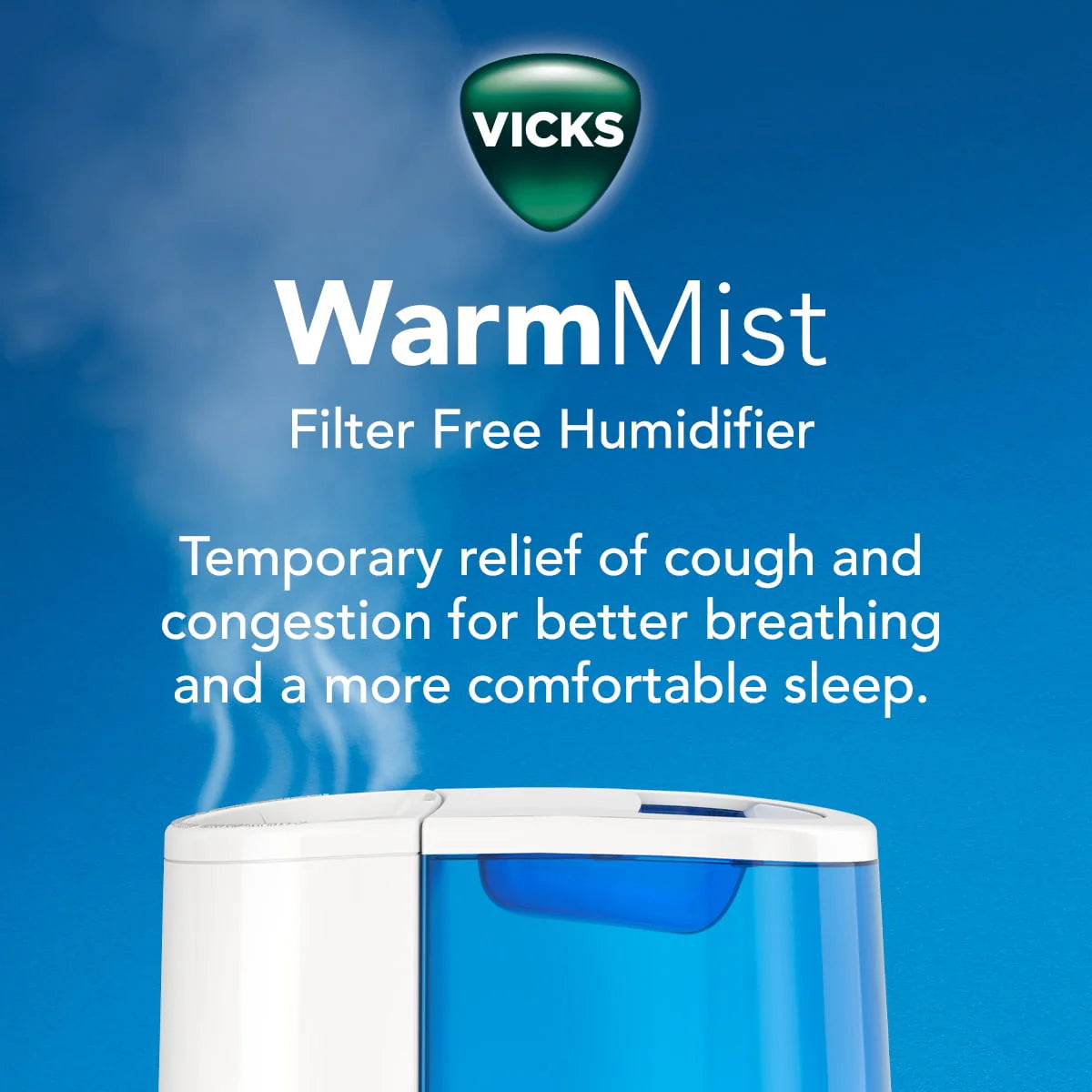 Vicks Warm Mist Humidifier V750, Blue X46691